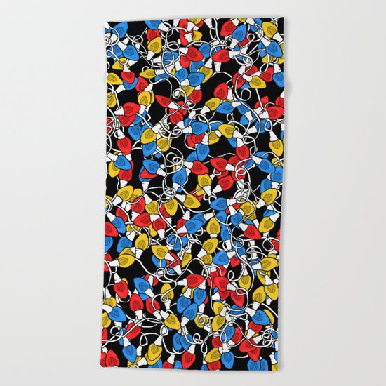 Christmas Lights Madness Beach Towel