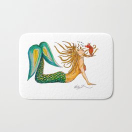 Mermaid Yoga Up Dog Pose Bath Mat | Graphic Design, Mixed Media, Illustration, Painting 