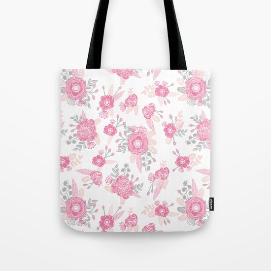 Pink pastel florals cute nursery baby girl decor floral botanical bouquet blooms Tote Bag