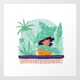 Hidden in the jungle Art Print | Forest, Colors, Drawing, Digital, Hiddengirl, Jungle, Garden, Smile 