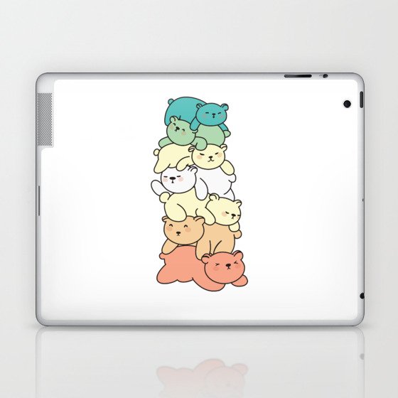 Genderfloren Flag Pride Lgbtq Cute Bear Pile Laptop & iPad Skin