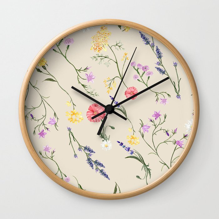 Wildflower and Lavender Wall Clock