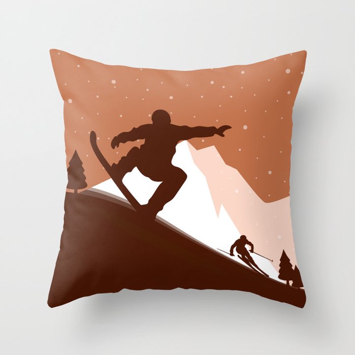 Best Orange Skiing • Winter Sport Graphics Ever Throw Pillow