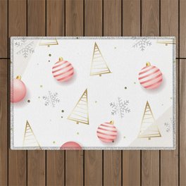 Pastel Christmas Gold Tree Outdoor Rug