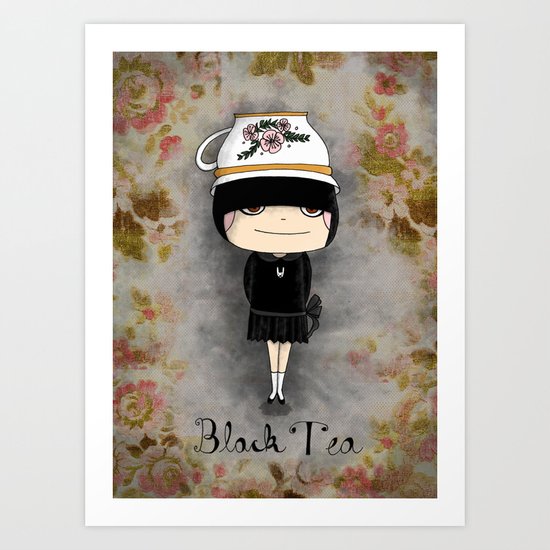 Black Tea Girl Art Print