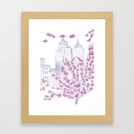 Cherry Blossom Tree Spring in New York City NYC Gathering of Lines Framed Art Print