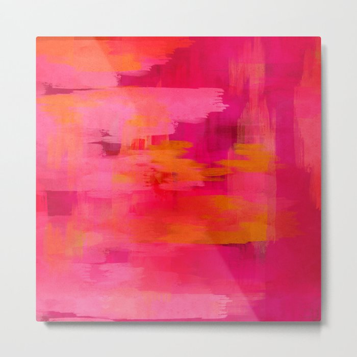 "Abstract brushstrokes in pastel pinks and solar orange" Metal Print