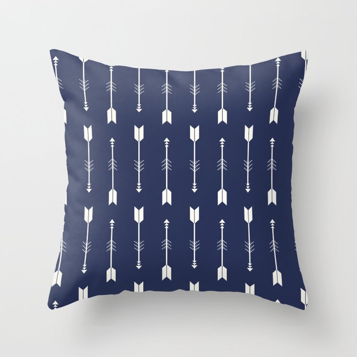 Blue Arrow Pattern  Throw Pillow