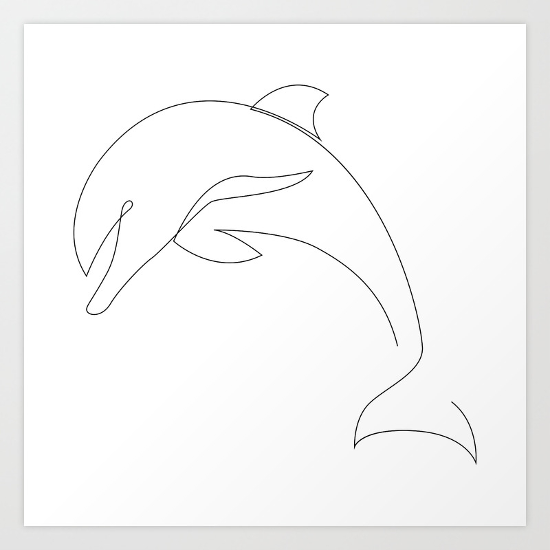 One Line Dolphin Art Print By Dronathan Society6