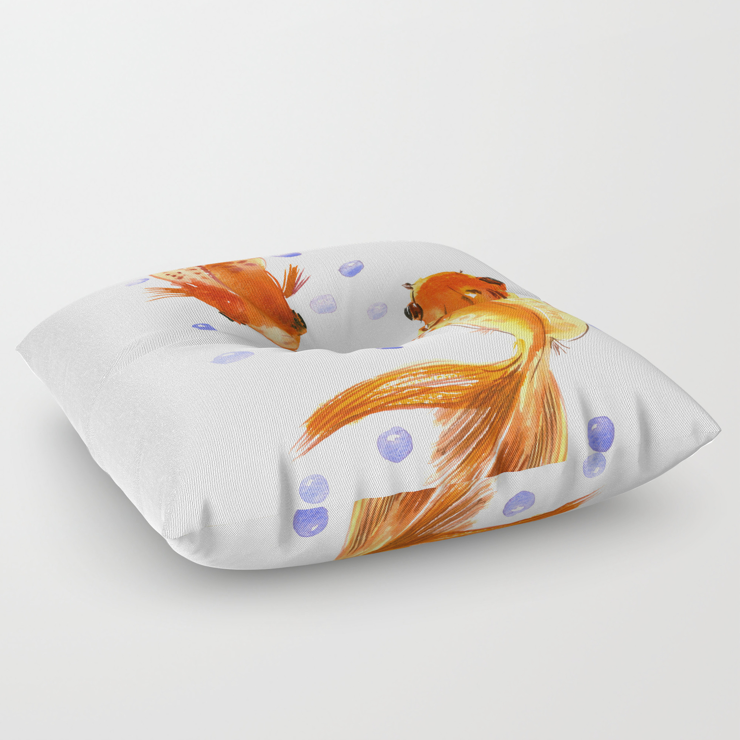 Goldfish Two Fish Koi Asian Style Watercolor Art Feng Shui