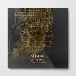 Miami, United States - Gold Metal Print