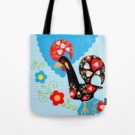 Portuguese Rooster of Luck with blue dots Tote Bag