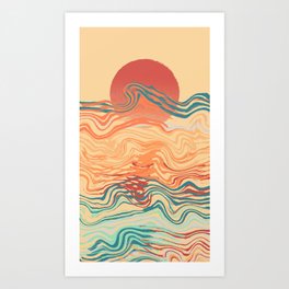 Abstraction pattern 38 red sun summer ocean Art Print