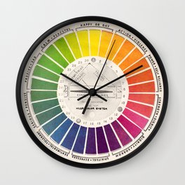 Vintage Color Wheel - Art Teaching Tool - Rainbow Mood Chart Pride Wall Clock