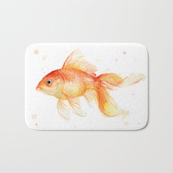 Goldfish Watercolor Fish Bath Mat