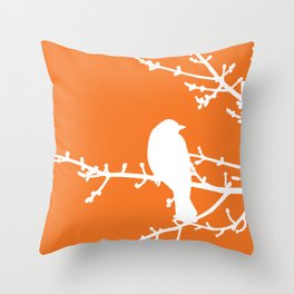 Orange Bird Throw Pillow