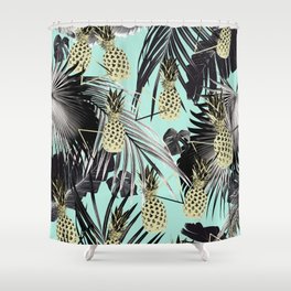 Tropical Pineapple Jungle Geo #5 #tropical #summer #decor #art #society6 Shower Curtain
