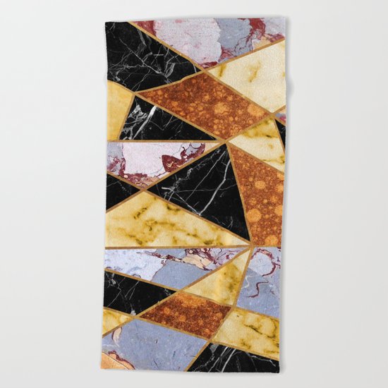 Abstract #458 Molten Metal & Marble Beach Towel