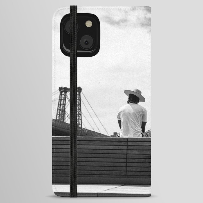 Man in the sky, Domino Park, Williamsburg, Brooklyn iPhone Wallet Case