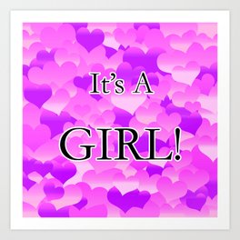 It's A Girl! Lavender Hearts Art Print
