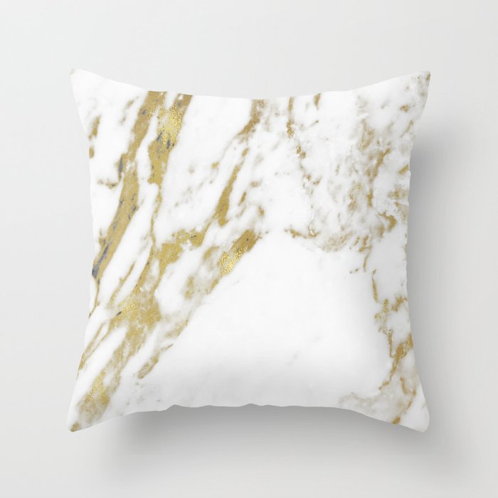 Gold vein marble Throw Pillow