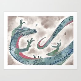 Dragon and Dragonfly Art Print