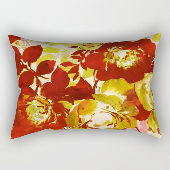 floral in red Rectangular Pillow
