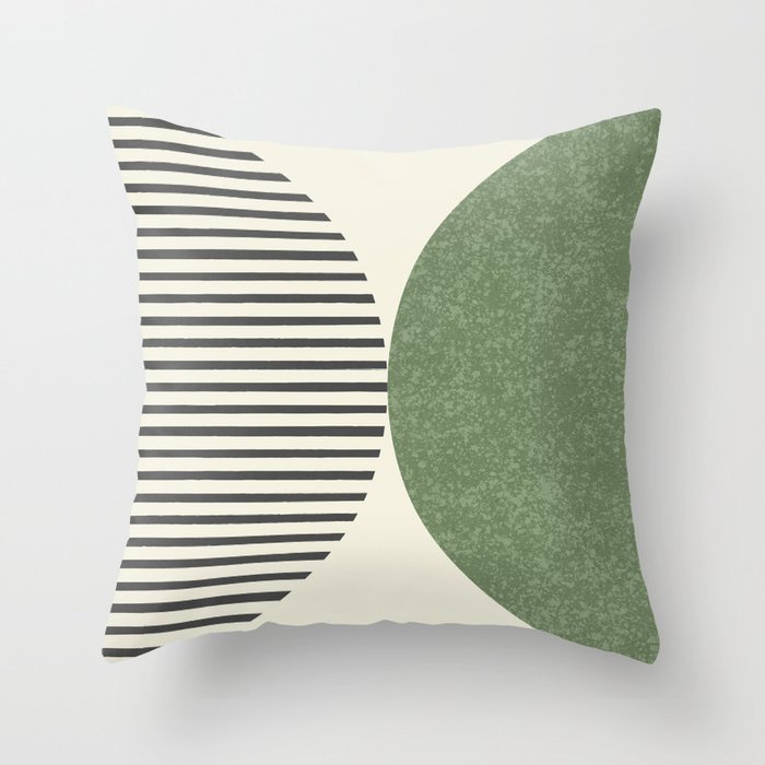 Semicircle Stripes - Green Throw Pillow