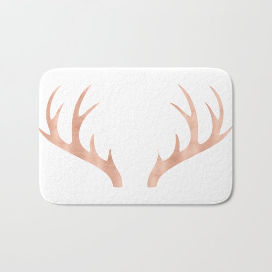 Antlers Rose Gold Deer Antlers Bath Mat