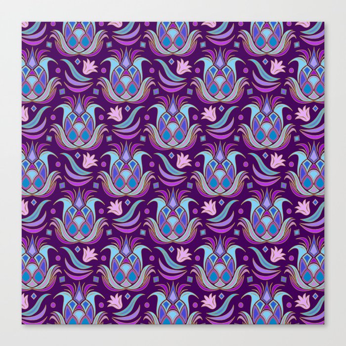 Luxe Pineapple // Midnight Purple Canvas Print