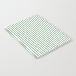 Fern Green and White Micro Vertical Vintage English Country Cottage Ticking Stripe Notebook