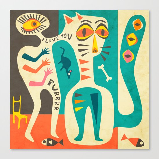 A Man who Loves his Cat Canvas Print