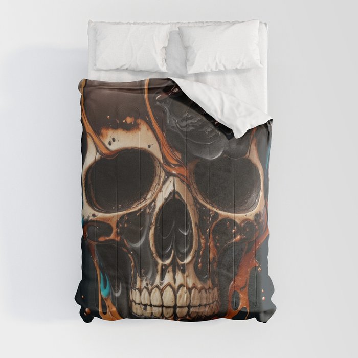 Skull Coffee Art Caramel Latte Macchiato Comforter