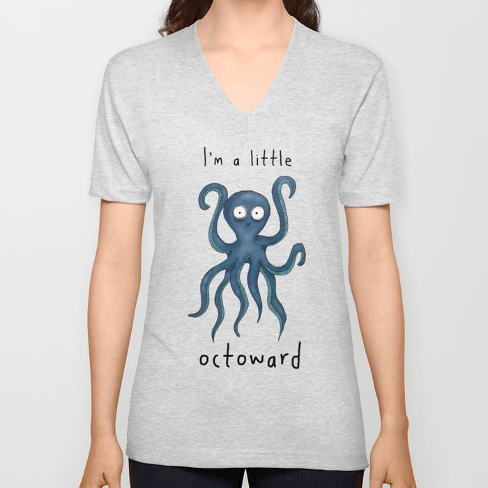 I'm a little octoward funny octopus illustration V Neck T Shirt
