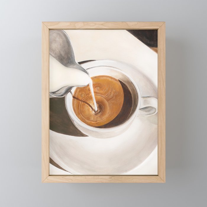 Morning Coffee Watercolor Painting Framed Mini Art Print
