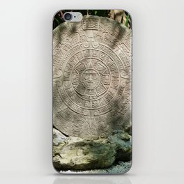 Mexico Photography - The Aztec Sun Stone Standing On The Ground iPhone Skin