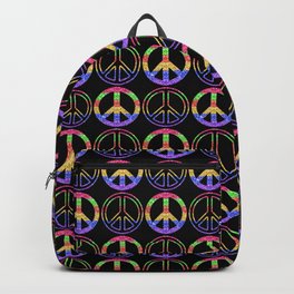 Rainbow Glitter Peace Sign | Symbol Pattern Backpack