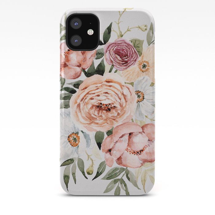 Muted Peonies and Poppies iPhone Case