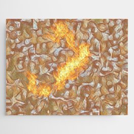 Abstract digital pattern design with curved shapes and flames Jigsaw Puzzle