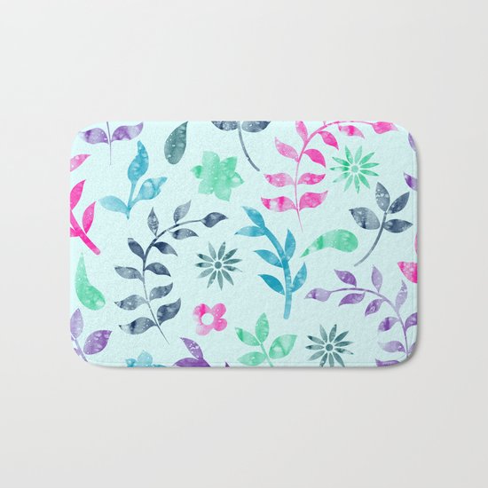 Seamless Flower Pattern Bath Mat