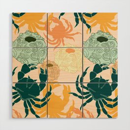 Sea theme tropical crab and shells Wood Wall Art