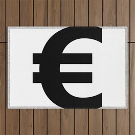 Euro Sign (Black & White) Outdoor Rug
