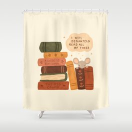 Mouse's Book Pile Shower Curtain