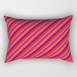 [ Thumbnail: Brown, Chocolate, Fuchsia, and Dark Red Colored Pattern of Stripes Rectangular Pillow ]