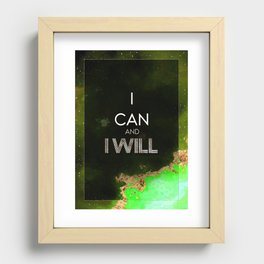 I Can and I Will Rainbow Gold Quote Motivational Art Recessed Framed Print