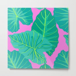 Giant Elephant Ear Leaves in Preppy Pink Metal Print | Girlsroom, Tropicalfloral, Preppypink, Leaf, Jungle, Boho, Tropicalleaves, Tropical, Preppy, Leaves 