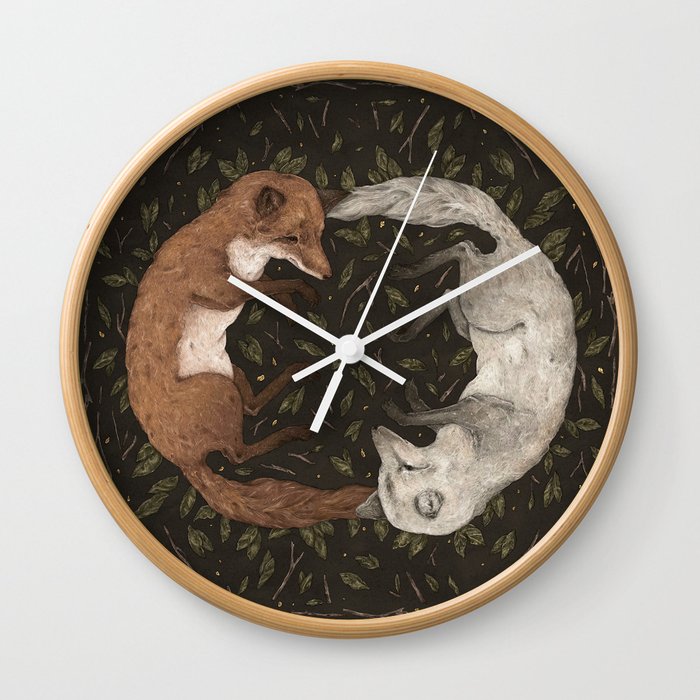 Foxes Wall Clock By Jessica Roux Society6