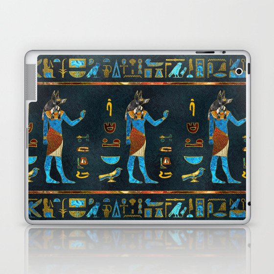 Anubis Egyptian  Gold, Blue and Red glass Laptop & iPad Skin