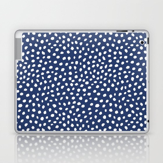 Navy Blue and White Polka Dot Pattern Laptop & iPad Skin