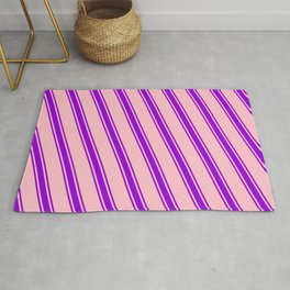 [ Thumbnail: Pink and Dark Violet Colored Lines Pattern Rug ]